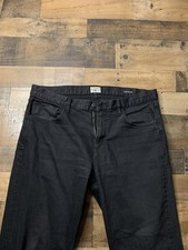 Faherty Jeans Mens 36x30 Black Straight Dark Wash Stretch Denim Pants Casual picture