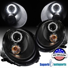 LED Halo Fits 2007-2012 Mini Cooper S Projector Headlights Head Lamps Black picture