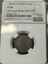 Mexico 1 One Real 1780 FF/FM NGC VF 30 READ picture