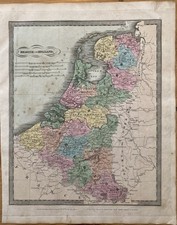 DAVID BURR-Original Hand Colored Map-1831-BELGIUM and HOLLAND-Illman & Pilbrow picture