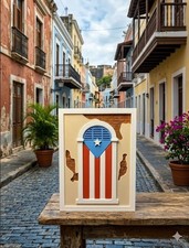 Puerto Rican Flag Door Wall Art Calle San Jose Old San Juan Decorative Piece picture