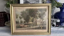 Antique Hand Colored Steel Engraved print of Yale University, 1830 by Bartlett picture