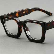 Vintage Thick Square Acetate Eyeglass Frame Men Women Tortoise Full Rim Glasses picture