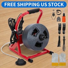 50Ft x Inch Drain Cleaner Machine, Electric Drain Auger Cleaner Sewer Snake 5/16 picture