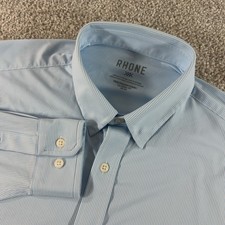 RHONE Commute Classic Fit Shirt Men's Sz M Fine Italian Fabric Light Blue Stripe picture