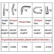 10Pcs Aluminum Straight Pipe 2.50