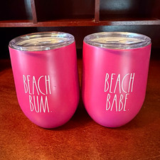 Rae Dunn Set of 2 Pink Wine Tumblers 
