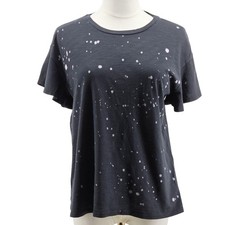 T.La Shirt Womens XS Black Ruffle Flutter Sleeve Polka Dot Jersey Basic picture