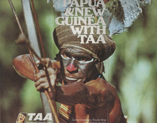 1970s TAA Papua New Guinea Airline Route Map Travel Guide Aviation PNG picture