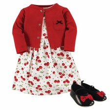 Hudson Baby Dress, Cardigan and Shoes, 3-Piece Set, Cherries picture