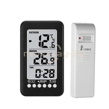 Indoor Outdoor Digital Thermometer Clock Temperature Meter Wireless Transmitter picture