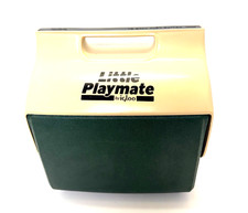 Vintage Igloo Little Playmate Cooler Green Beige Push Button Made USA Retro picture