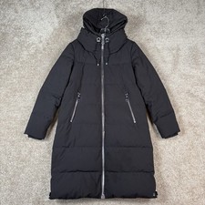DKNY Long Puffer Parka Coat Womens XL Black Hooded Full Zip Warm Heavy Winter picture