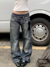 American Retro Washed Low Waist Jeans Women's Loose Straight Jeans Pants Street  picture