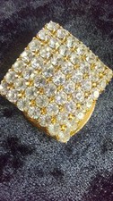 Vintage Large Rhinestone Fur Dress Clip Clear Crystal Gold Tone Art Deco 2