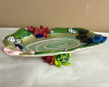 VTG Nicole Engblom Ceramic Sea Turtle Ocean Side Crab 10”x6