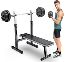 Banco de Musculación Ajustable con Soporte para Sentadillas, Plegable, Estación picture