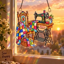 Custom Name Quilter Acrylic Suncatcher picture