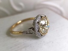 4.8Ct Vintage Art Deco Old European Cut Lab Created Diamond 14K Gold Plated Ring picture