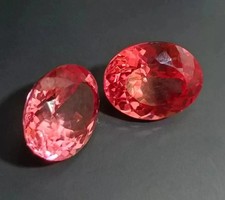 Padparadscha Sapphire Oval Cut 17+Ct Natural Certified Pair Gemstone For Earring picture