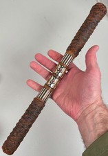 Antique Horse Riding Crop Whip Leather Inlaid Wood Pearl Ottoman Syrian 19th C. picture