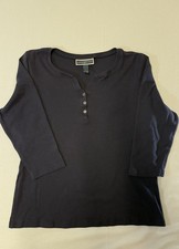 karen scott tops large 3/4 sleeve cotton shirt picture