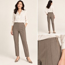 Lafayette 148 Size 6 Taupe Gramercy Acclaimed Bi Stretch Pintuck Seam Slim Pants picture