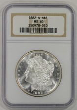 1882-S $1 Morgan Silver Dollar NGC MS65 Flashy Gem picture
