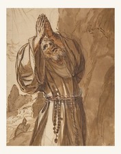 Saint Francis of Assisi in Prayer, 1650 Catholic painting print 11x14 picture