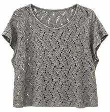 Mossimo Supply Co Gray Open Knit Scoop Neck Cap Sleeve Pullover Sweater Womens L picture