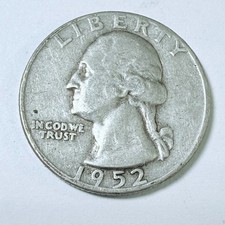 1952-D 25c Washington Silver Quarter - 90% SILVER VERY FINE DETAILS #9980 picture