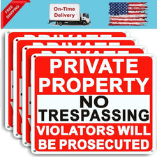 4 Pack Large No Trespassing Signs Private Property, 8x12 Inch Rust Free Aluminum picture
