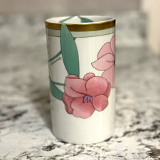 Vintage Leonard Paris Hutschenreuther Porcelain Floral Vase Pink Green Gold picture