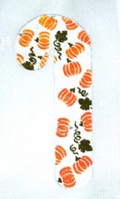 Thanksgiving Candy Cane Ornament Needlepoint Canvas 18 mesh Hand painted Pumpkin picture