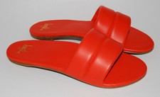 NIB beek Women's Tangerine Orange Sugarbird Leather Slide Sandals sz 10 picture