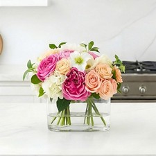 Nearly Natural Faux 10in Mixed Rose & Hydrangea Artificial Arrangement picture