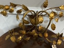 Vintage Italian Toleware Gilt Metal Wall Pocket Sconce Planter Lemons Italy 24