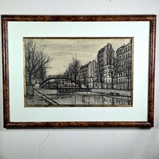 Vintage Bernard Buffet Lithograph Canal St Martin Paris Print 1956 picture