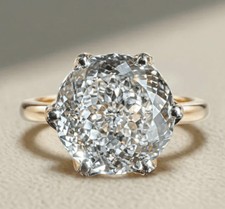 3.5 Ct Portuguese Cut White Diamond Solitaire Ring 925 Sterling Silver Xmas Gift picture