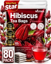 Premium 80 Hibiscus Flowers Tea Bags, 100% Natural, Handmade & Pure from Hibi picture
