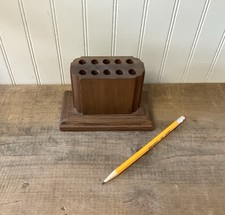 Vtg Wooden Crayon / Pencil Holder, Retro 1970s Desk Organizer, Storage Display picture