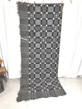 antique coverlet cobalt blue piece 40x98 hand woven a little rough original 1800 picture