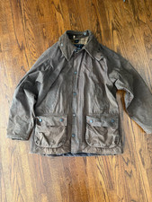 Barbour Bedale A321 Brown Jacket Coat Men Full Zip Snap Size 38 picture