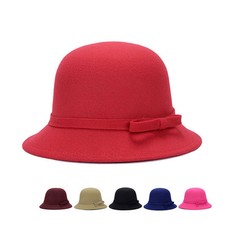 Magik Women Lady Vintage Wool Round Fedora Bow Cloche Derb Felt Bowler Cap Hat picture
