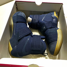 Nike LeBron Soldier 10 High Top Hook & Loop Blue Athletic Sneaker 844378444 picture
