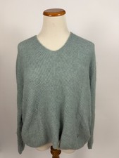 MOS MOSH blue ribbed Thora V-Neck Alpaca Wool Sweater Super Soft XS picture