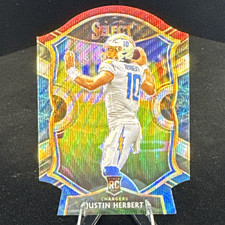 2020 Panini Select Concourse Justin Herbert RC Tri-Color Prizm Die-Cut #44 NM-MT picture