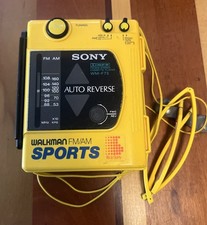 Vtg Sony Sports Yellow Walkmam Radio Cassette Tape Player For PARTS REPAIR ONLY picture