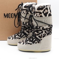 Size 8-9.5 Women's / 39-41 EU Moon Boot Icon Suede Snow Boots Light Leopard picture