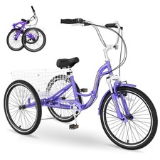 NAIZEA Folding Adult Tricycle - 7 Speed 24 Inch Folding Tricycle 3 Wheel Bike picture